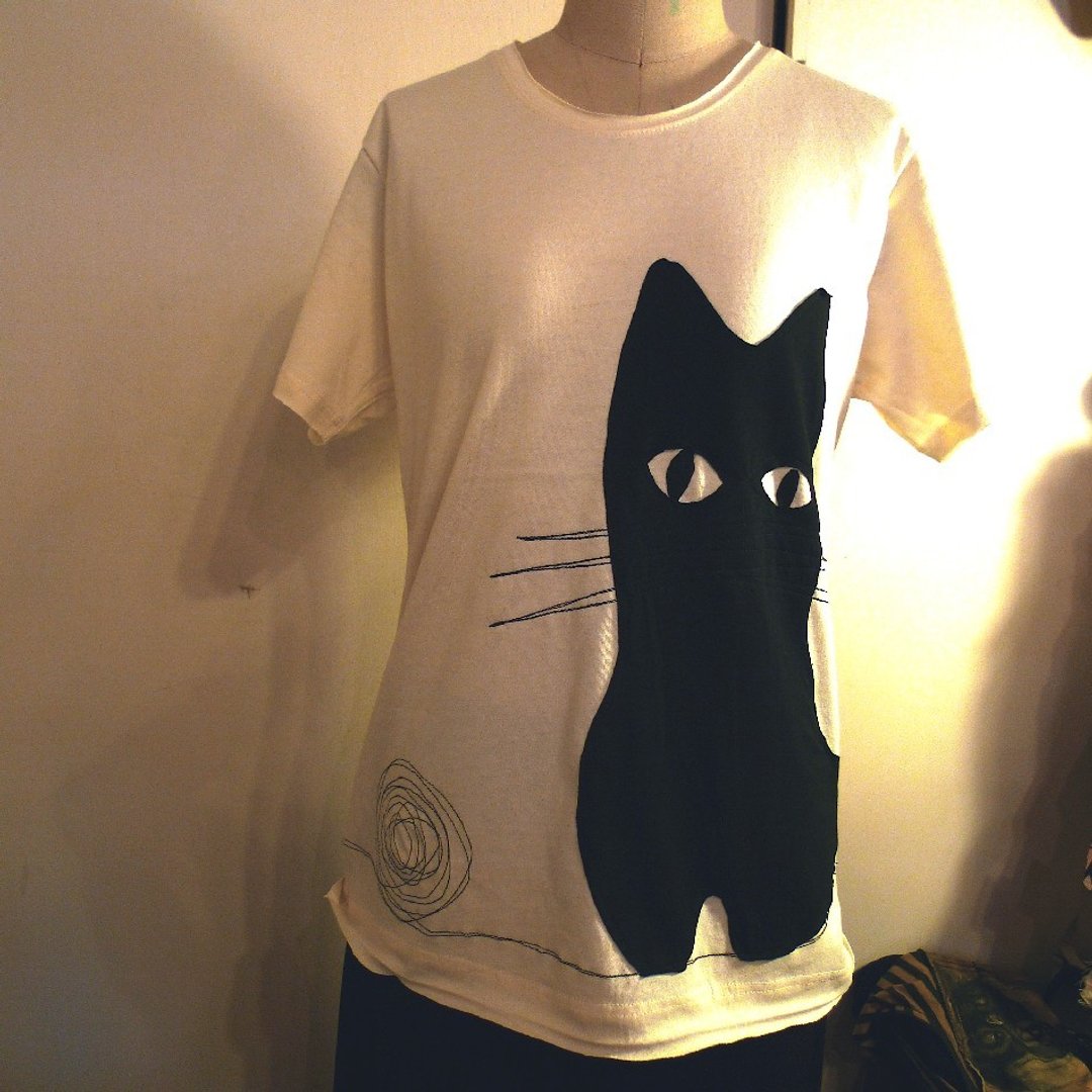 有机棉上衣 有机花园系列 黑猫 - 女装 T 恤 - 其他材质 