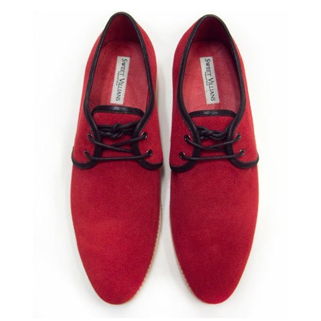 Sweet Villians 英伦麂皮Derby Shoes Casual Style 98291A, 酒红色 - 男款休闲鞋 - 真皮 红色