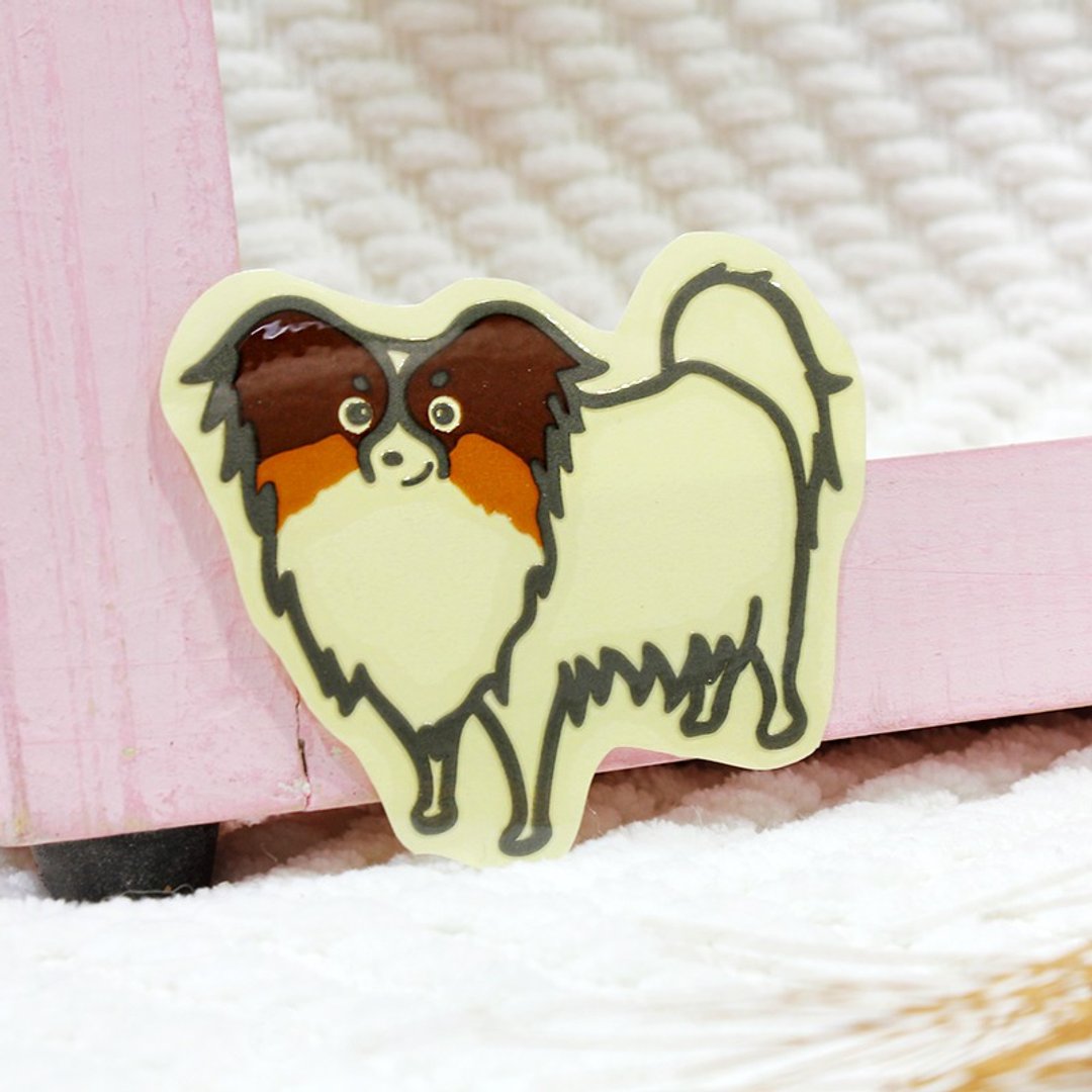 防水抗UV反光贴纸 蝴蝶犬 Papillon 5.8*7 cm - 贴纸 - 防水材质 多色