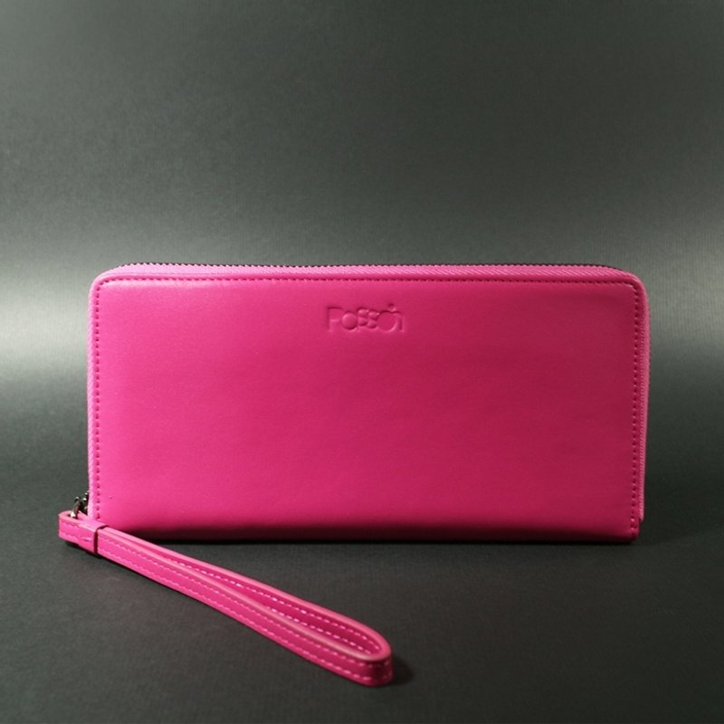 Passion 拉链长夹桃红色 - 皮夹/钱包 - 其他材质 