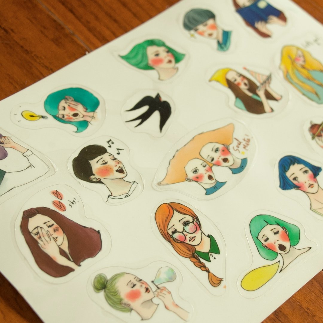 少女新生活 16入透明贴纸组 - 贴纸 - 纸 多色