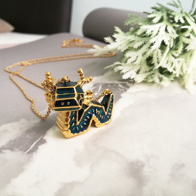 Dragon Necklace, Animal Necklace, Dragon Lover, Dragon Gifts - 项链 - 其他金属 蓝色