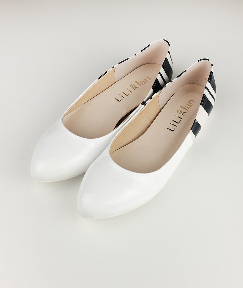 【雨天的优雅】镜面条纹防水淑女鞋_极简坦白 - 雨鞋/雨靴 - 防水材质 白色