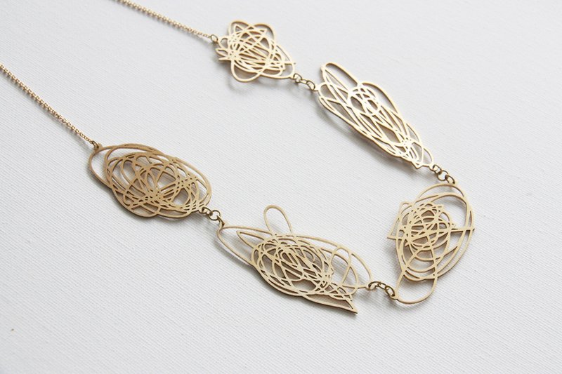 一圈圈的混乱 - 黄铜项链 - 项链 - 其他金属 金色