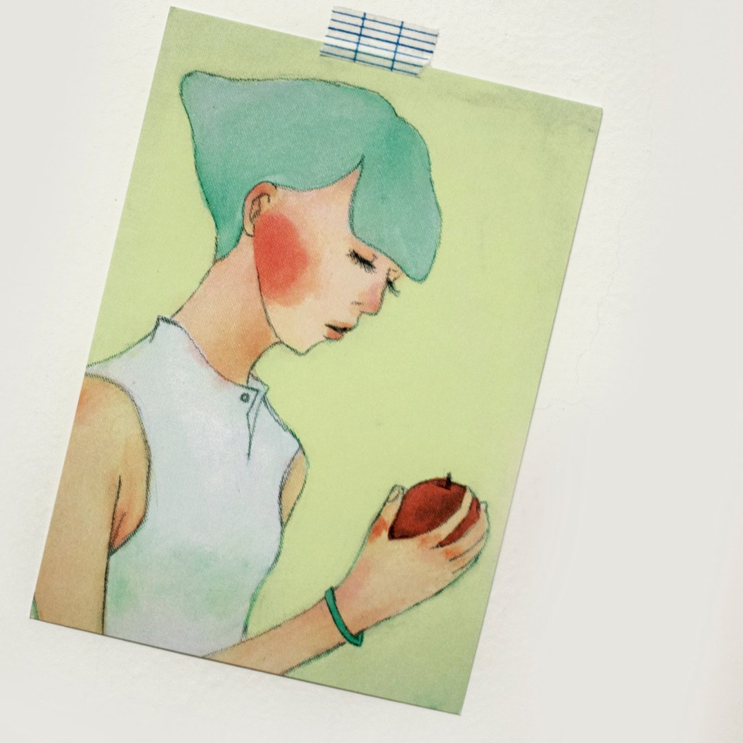 夏娃女孩 插画明信片 - 卡片/明信片 - 纸 绿色