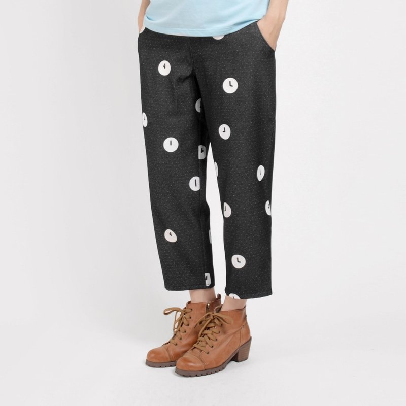 时间系列/绢印时间点点哈伦裤-黑色 - 女装长裤 - 其他材质 黑色