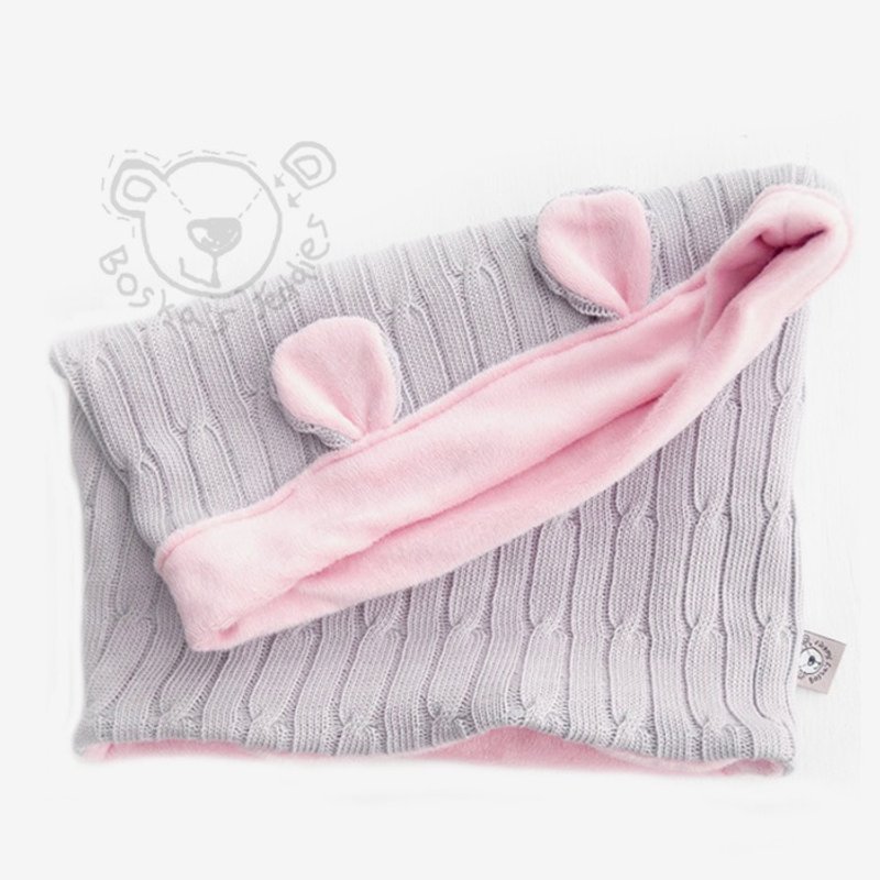 【欧洲制】 Boska's Teddies 帽围 - 孩童款式 (灰/粉色) - 围嘴/口水巾 - 其他材质 多色