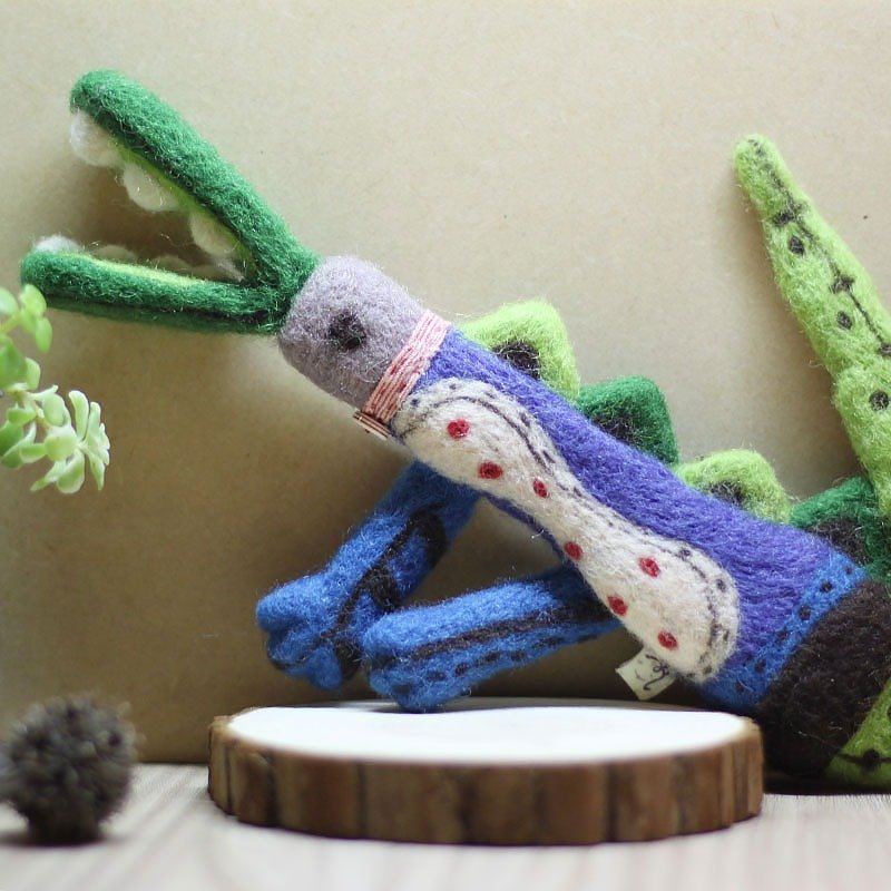 免费包装｜圣诞交换礼物｜鳄鱼先生羊毛毡 手作 玩偶 - 玩偶/公仔 - 羊毛 绿色