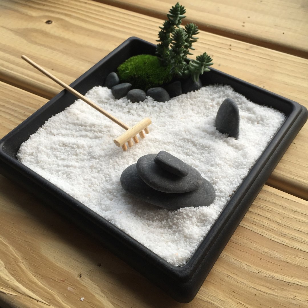 纯自然 日式 禅庭 沙盘 枯山水 盆栽 禅风 送礼 手作 zen potted - 摆饰 - 其他材质 灰色