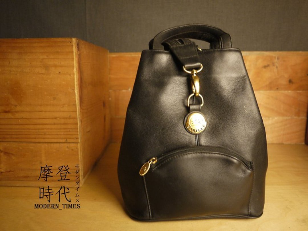 摩登时代【严选商品】SARILLE 真皮 斜背 后背 两用 包 (VINTAGE/骨董包/皮料极佳) 151016 - 侧背包/斜挎包 - 其他材质 黑色