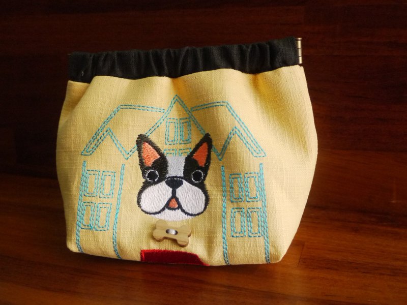 豪宅狗头 刺绣 弹片口金 收纳袋 钱包 可绣中英文名字请备注 - 零钱包 - 绣线 多色