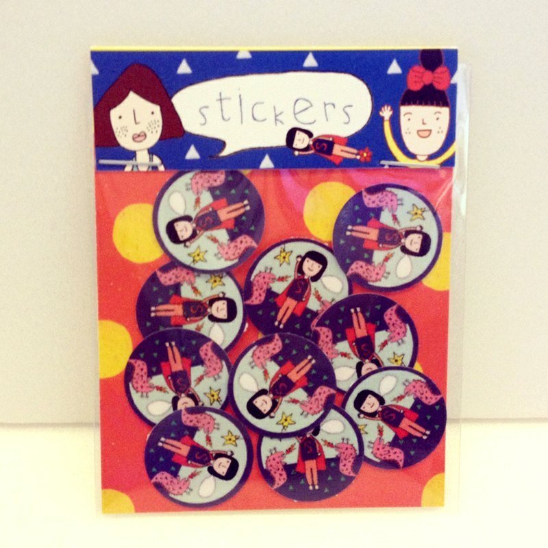 右手超人小圆贴纸 - 贴纸 - 纸 多色