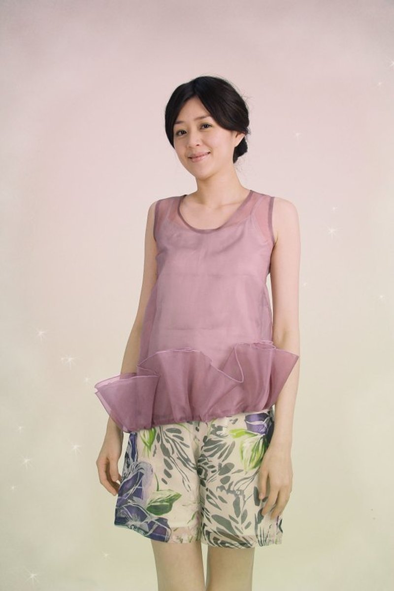 Lilli 立体荷叶上衣 - 女装背心 - 丝．绢 紫色