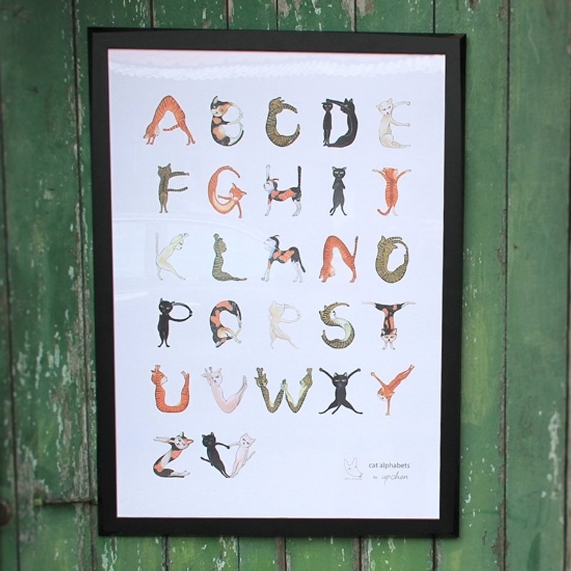 瑜珈猫字母 海报 cat alphabet_poster - 海报/装饰画/版画 - 纸 多色