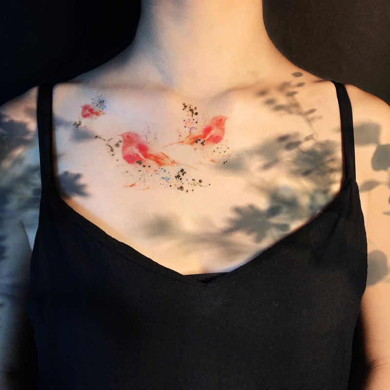 知更鸟-2入纹身贴纸 原创手绘设计 - 纹身贴 - 纸 多色