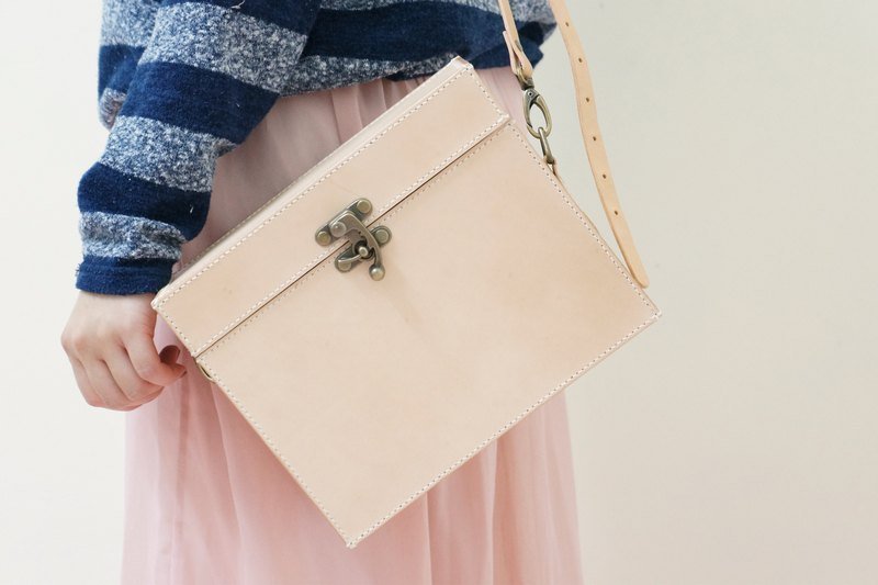 ☚ 仿古物牛皮 _ 木箱包 ☛ - 侧背包/斜挎包 - 真皮 咖啡色