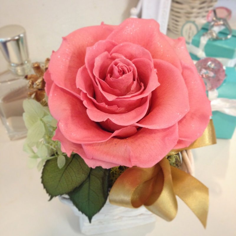 《真正钻石玫瑰花》美好的爱情 不凋花花盆 玫瑰粉 - 植栽/盆栽 - 植物．花 粉红色