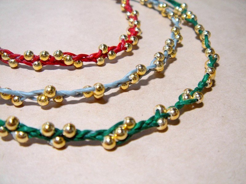 泡泡．浓红 x 纯铜小金珠．手环 - 手链/手环 - 其他材质 