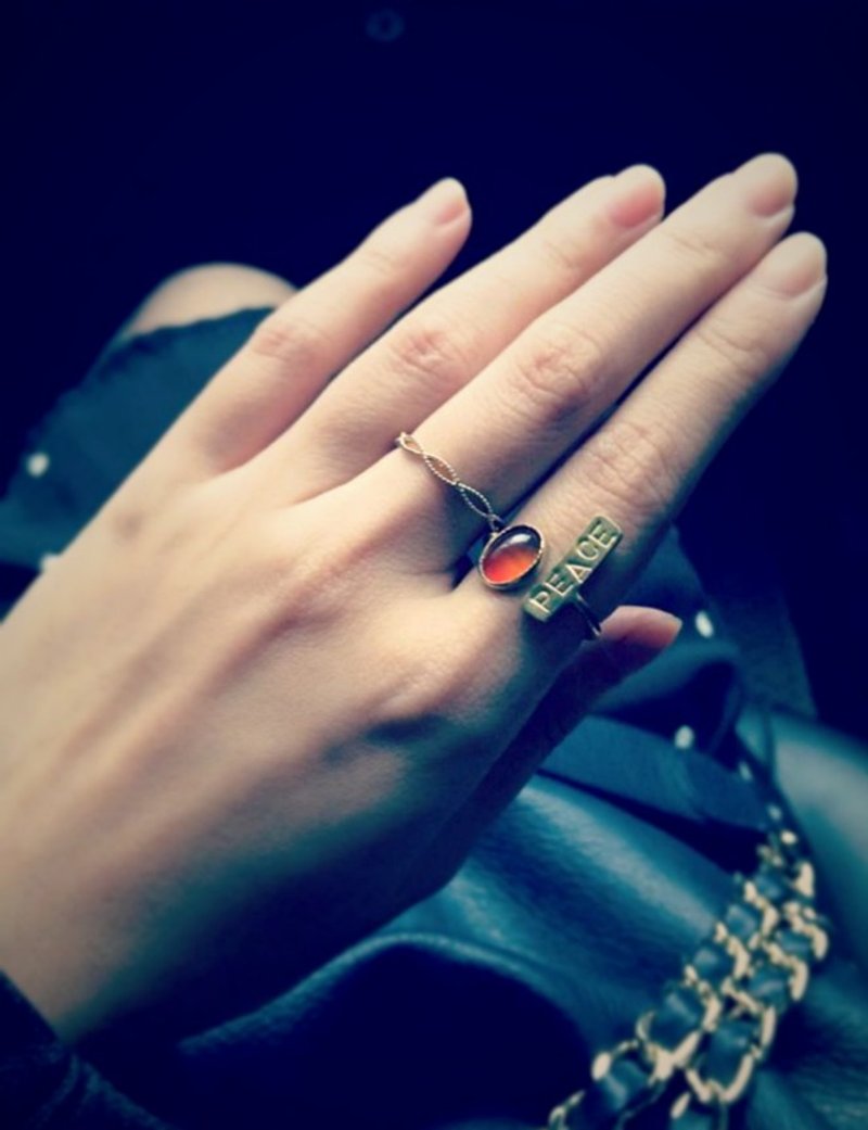 the st.    // Autumn / Free Will //  自由意志 手打英文黄铜水晶戒指 - 戒指 - 宝石 金色