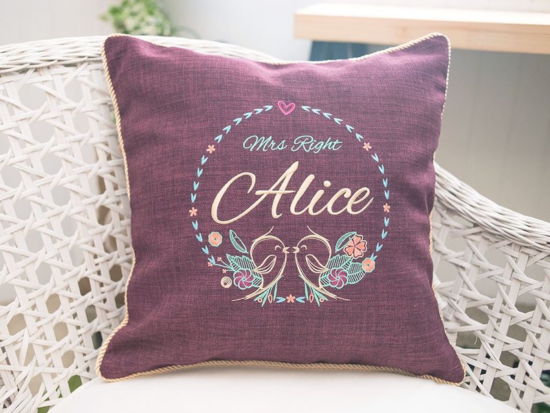 边框08 =Birdie= 欧式乡村风格 定制化绣花 抱枕套 复古家饰 - 枕头/抱枕 - 绣线 咖啡色