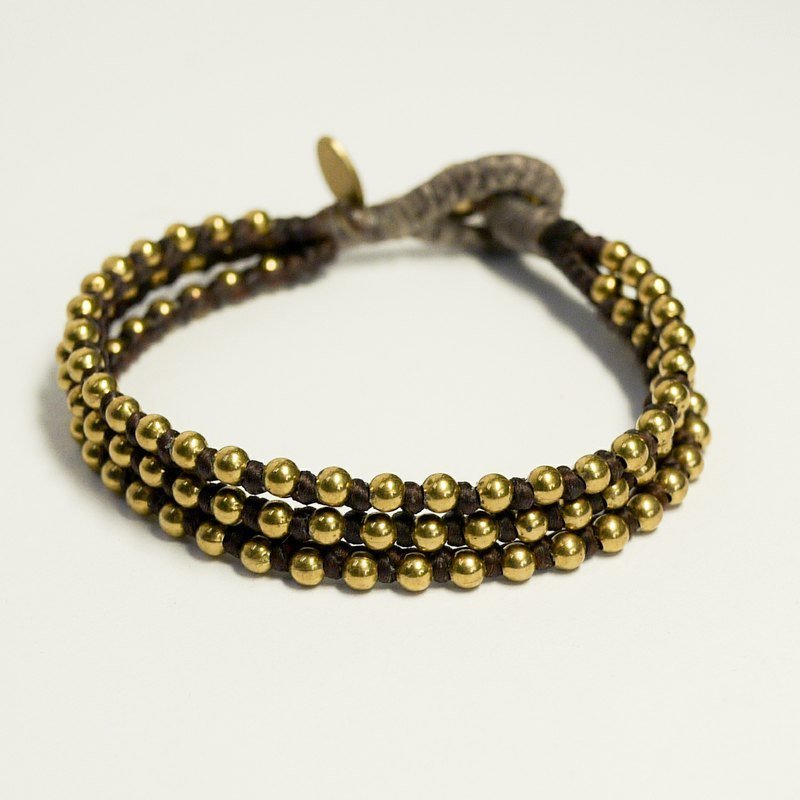 摇滚三重奏。Triple系列。蜡线黄铜手链 - 手链/手环 - 铜/黄铜 咖啡色