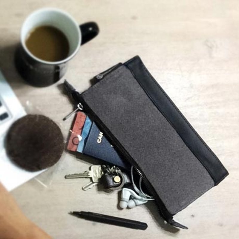 过蜡帆布皮革: 旅行证件包 - 皮夹/钱包 - 其他材质 灰色