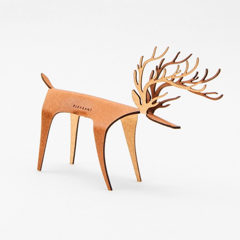 PLEASANT |  经典快鹿礼卡 - 浅棕 - 摆饰 - 真皮 咖啡色