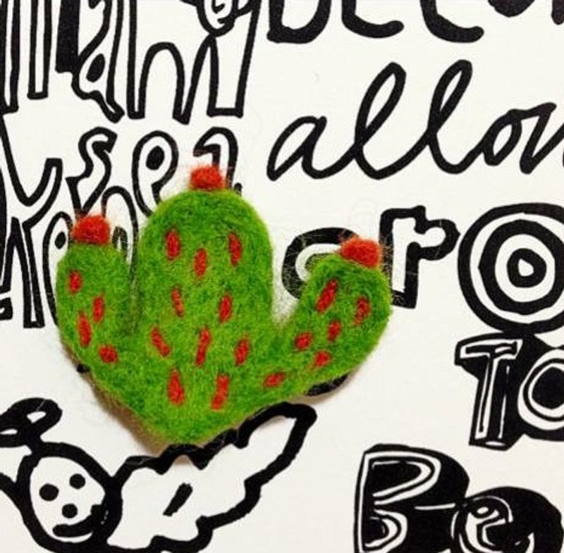 Mew in Wonderland ─多肉仙人掌植物系列~大头仙人掌羊毛毡别针 - 其他 - 羊毛 绿色