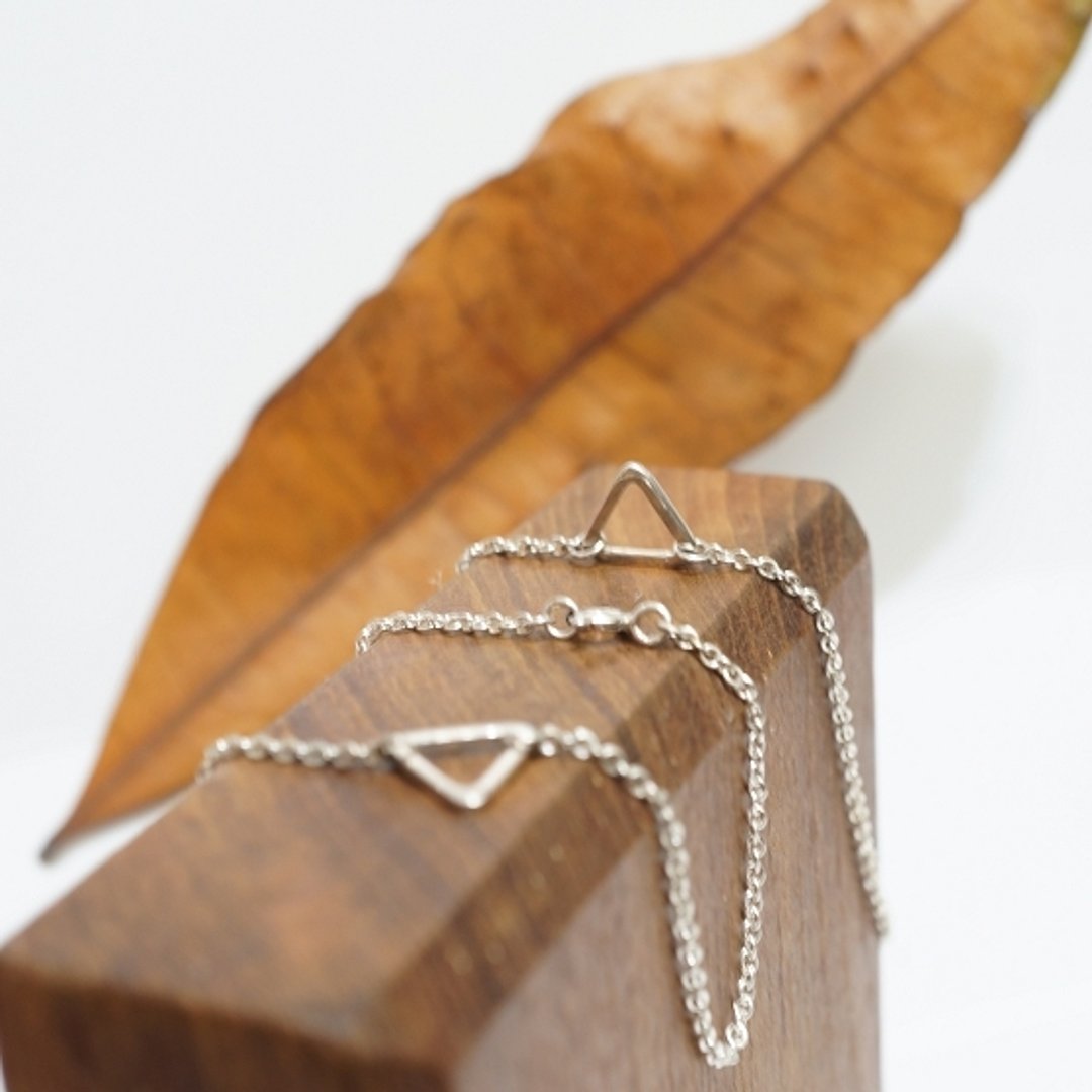 高峰(小山,三角) 纯银手链,简约时尚,手作银饰,另可订做项链,脚链 - 手链/手环 - 其他金属 白色