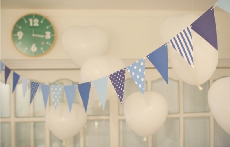 韩国【Afrocat】paper party flag〈Sky Blue〉派对 diy 旗子 装饰 生日 庆祝 - 其他 - 纸 蓝色