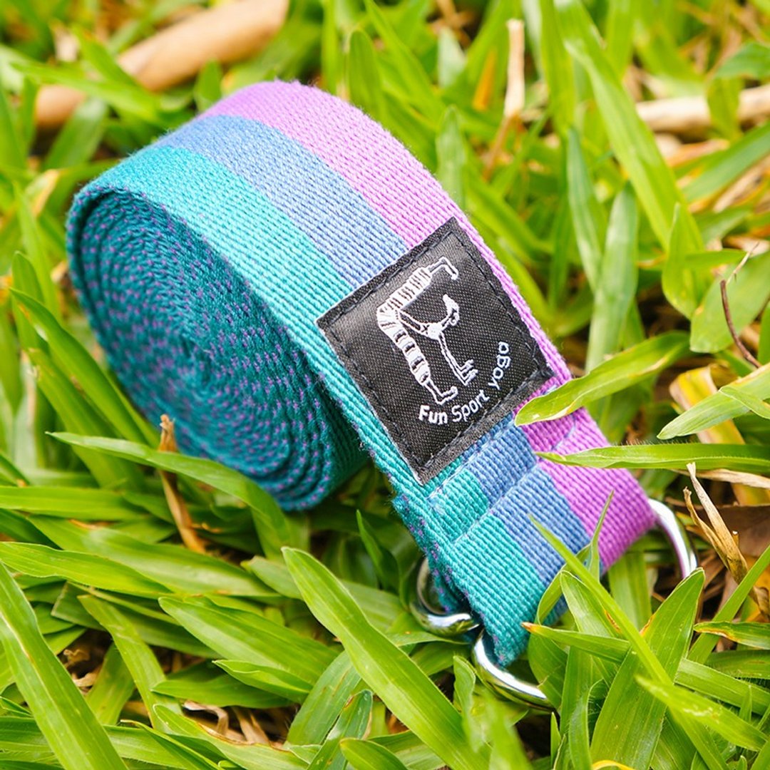 Fun Sport yoga【三彩愿】棉质瑜珈绳伸展带2入超值组(Yoga Strap)/辅助拉带/伸展绳 - 瑜珈垫 - 棉 蓝色