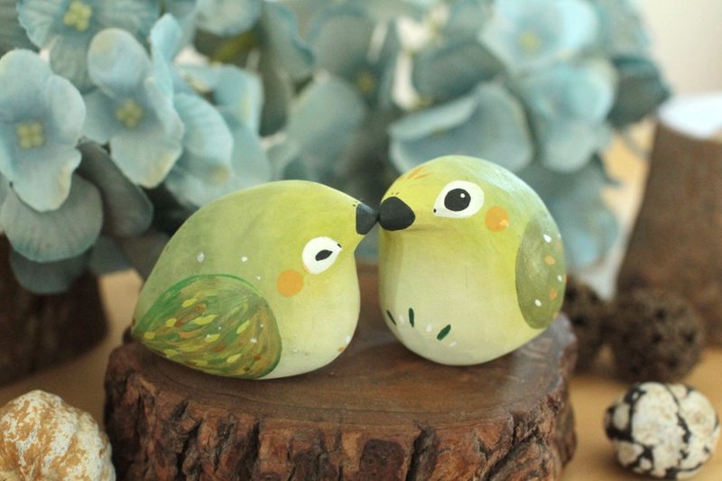 疗愈系商品-木头钥匙圈-绿绣眼款(中/单只) - 摆饰 - 木头 绿色