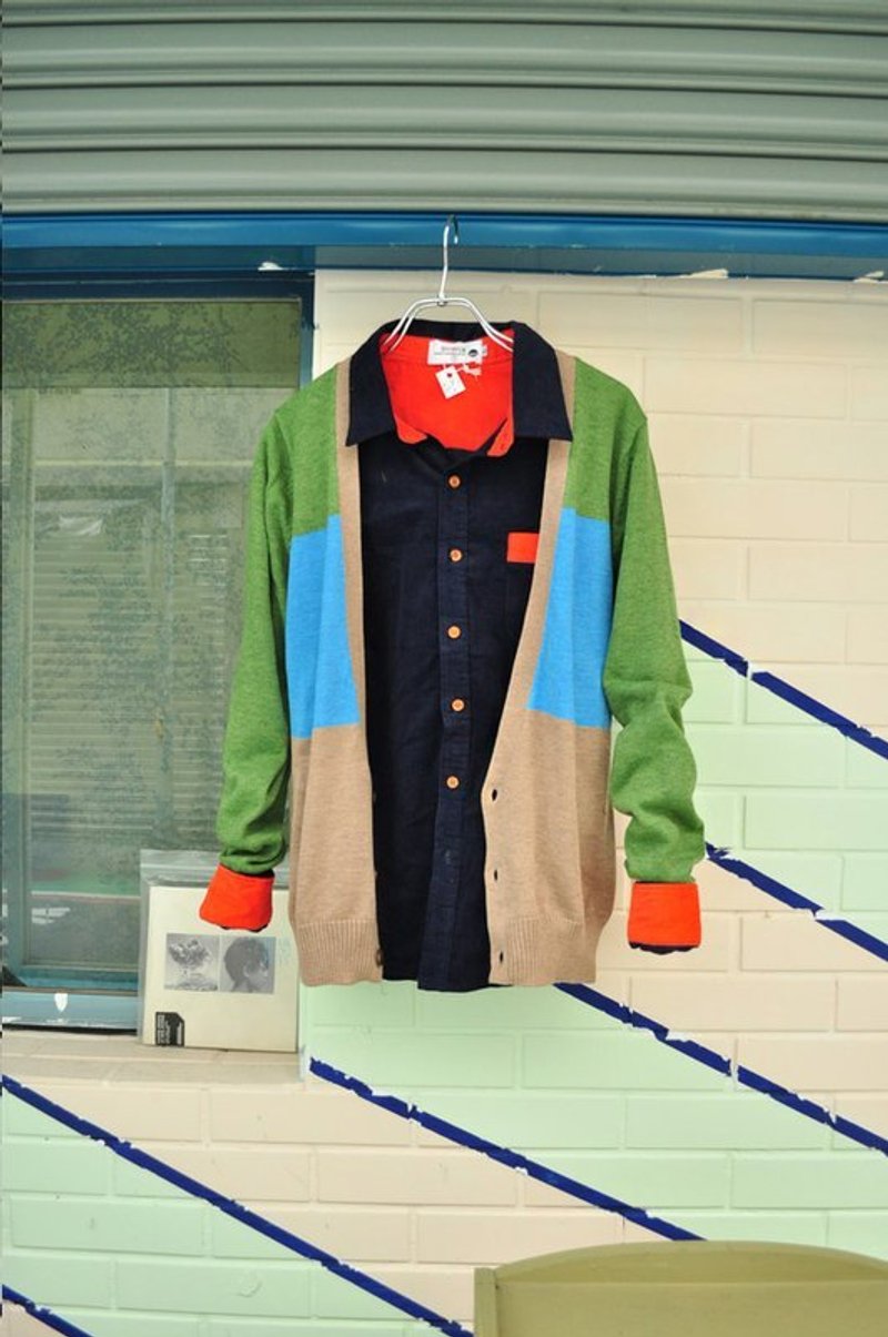 男朋友可以穿这么帅吗？傻气笑容针织外套 - 女装针织衫/毛衣 - 其他材质 绿色