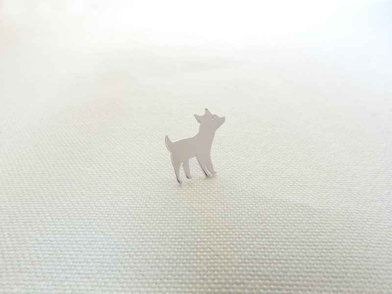 动物园系列 - 纯银耳环/小狗汪汪 - 耳环/耳夹 - 其他金属 灰色