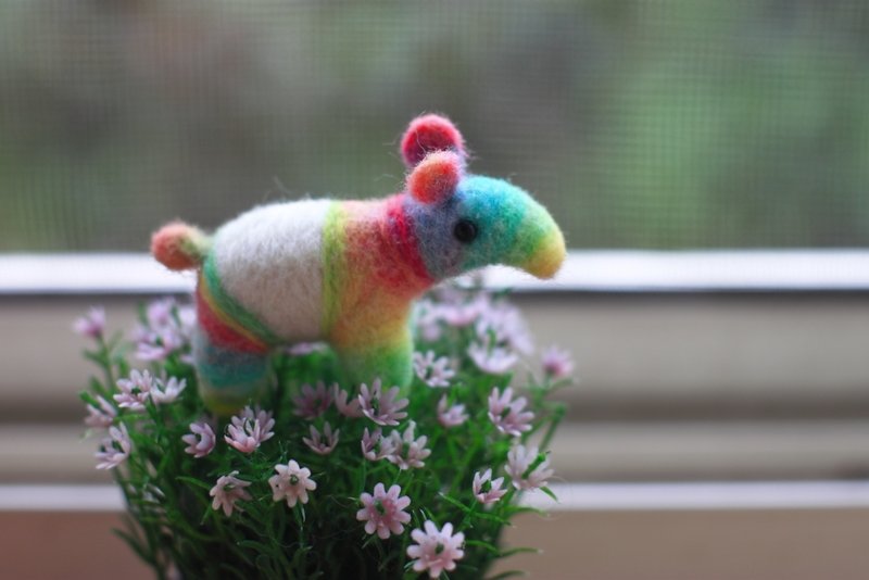 粉彩色系迷你马来貘吊饰兼项链 订做款 - 项链 - 羊毛 多色