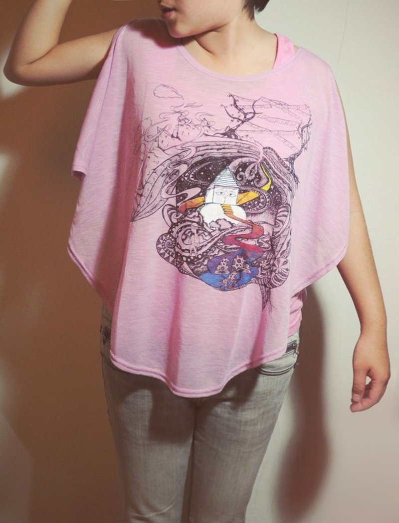 手感夏日两穿旅行T-奔走在尼泊尔雪山(浅紫) - 女装 T 恤 - 其他材质 紫色