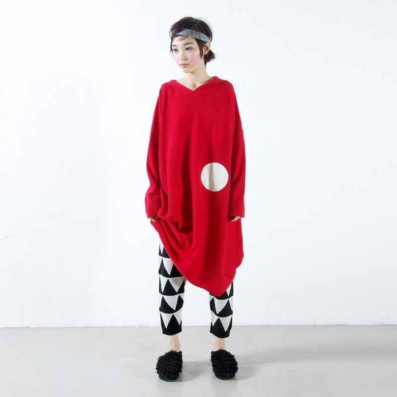 红色羊毛衣 海军连身裙 - imakokoni - 女装上衣 - 羊毛 红色