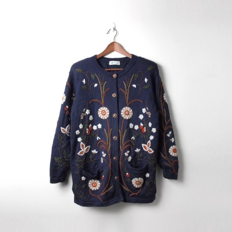 │moderato│立体缇花古着针织外套│复古女孩.伦敦男孩.文艺青年.个性男朋友 - 女装休闲/机能外套 - 其他材质 蓝色