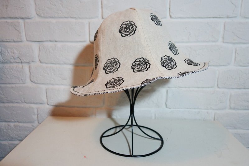 缠绕画风系列_黑玫瑰花苞渔夫帽 - 帽子 - 其他材质 黑色