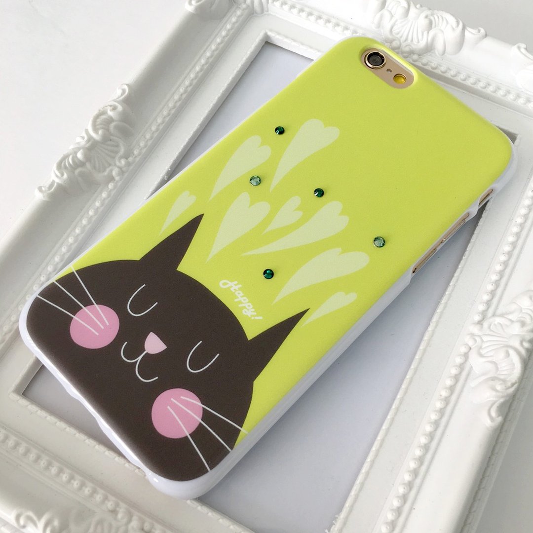 香港原创设计 Swarovski 施华洛水晶 青绿色可爱猫咪 iPhone X,  iPhone 8,  iPhone 8 Plus, iPhone 7, iPhone 7 Plus, iphone 6/6S , iphone 6/6S PLUS, Samsung Galaxy Note 7 透明手机壳 - 手机壳/手机套 - 塑料 绿色
