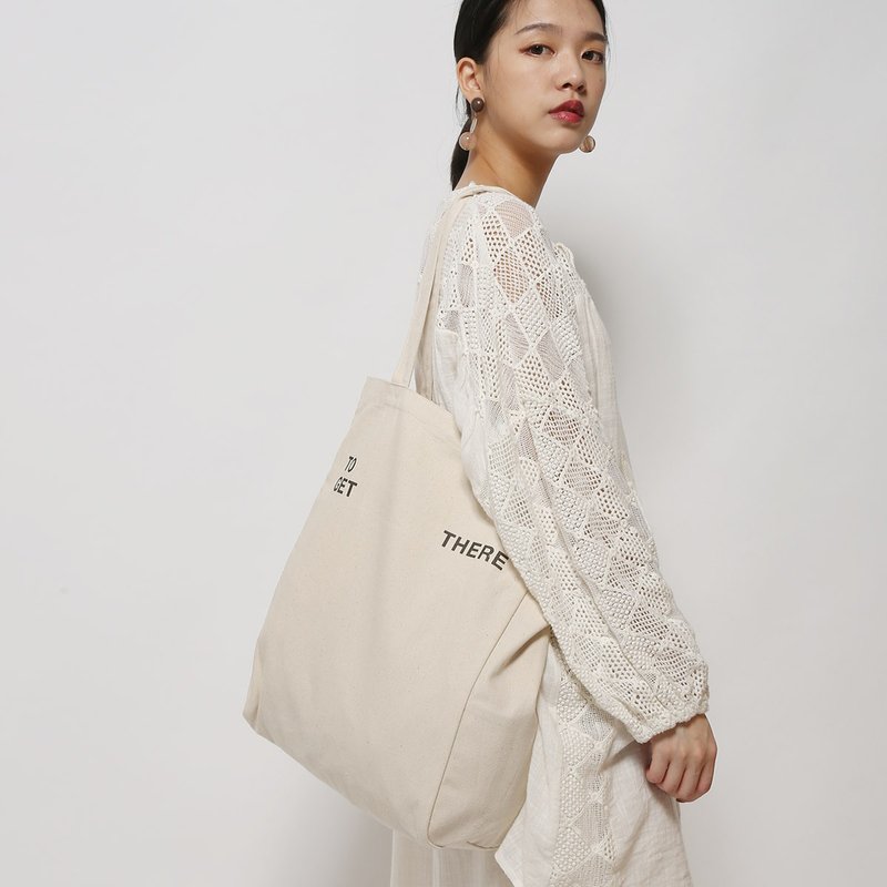 一起到那里 To Get There 原创帆布托特包 - 侧背包/斜挎包 - 棉．麻 白色