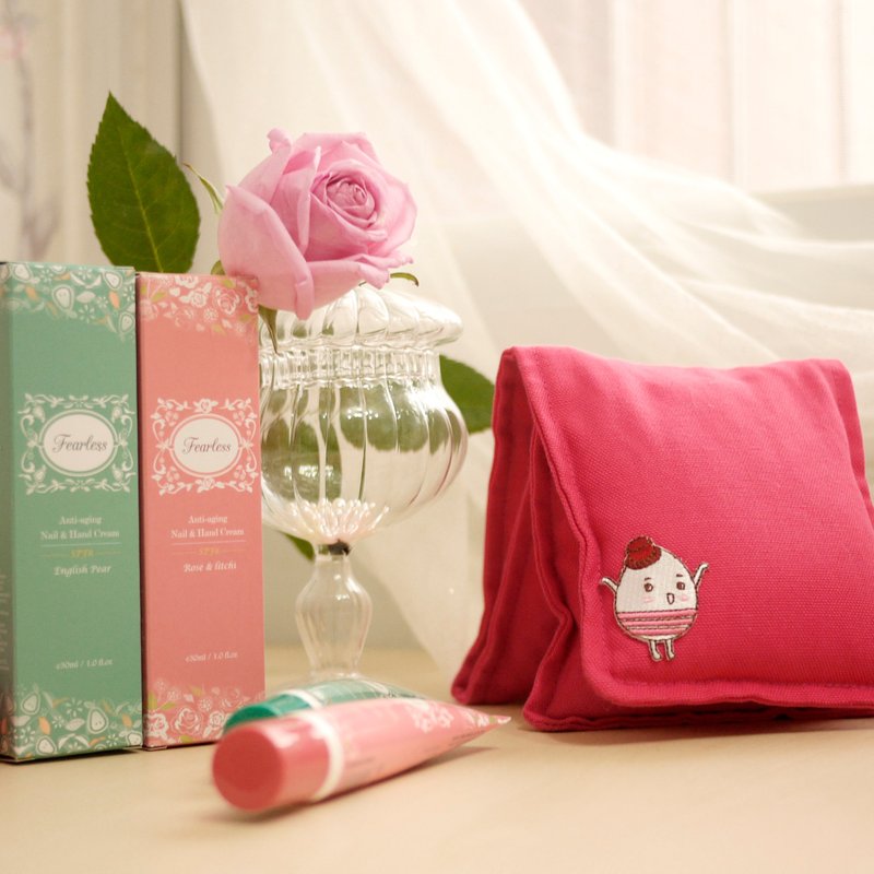 <送她最适合> Fupad专利天然香草热敷袋+fearless抗老防晒护手霜浪漫组合(玫瑰荔枝 英国梨) - 手足保养 - 棉．麻 粉红色