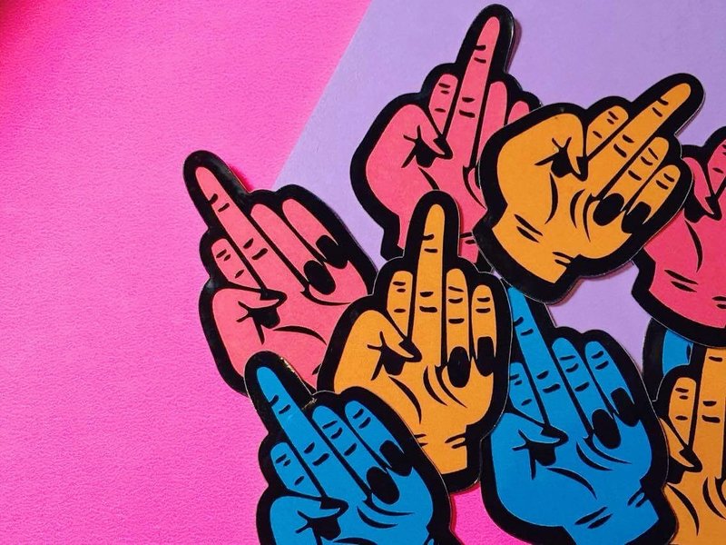 手指坏坏 (法克版) - 两张一组 // 贴纸 - 贴纸 - 防水材质 多色