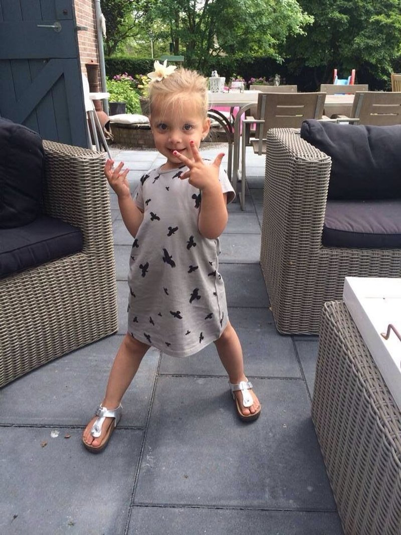 Moi Kids 冰岛有机棉童装女童洋装 1岁至8岁灰色 - 童装礼服/连衣裙 - 棉．麻 灰色