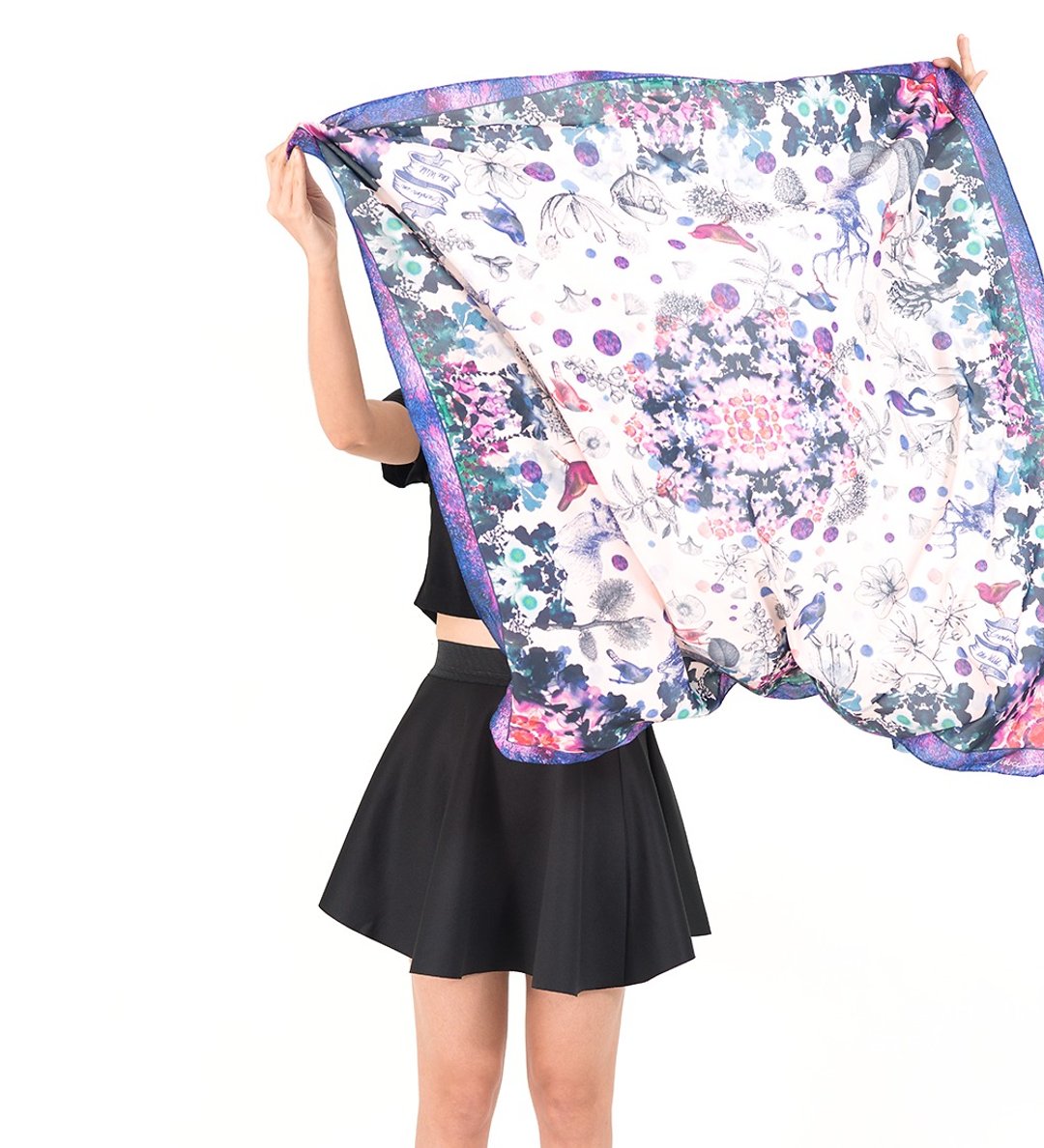 Midnight 手工围巾/丝巾 - 紫色X奶油色（Midnight Scarf - Violet X Cream） - 丝巾 - 其他材质 紫色