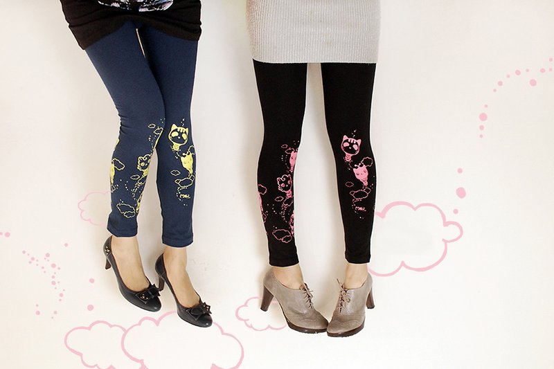 舒棉内搭裤 - 小猫热气球 - 女装长裤 - 其他材质 黑色