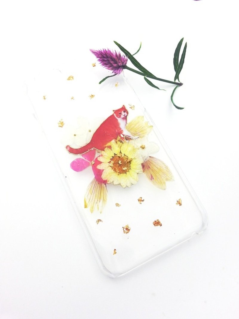 【Lost and find】 秋天黄花和猫 phone case手机壳 - 手机壳/手机套 - 塑料 橘色