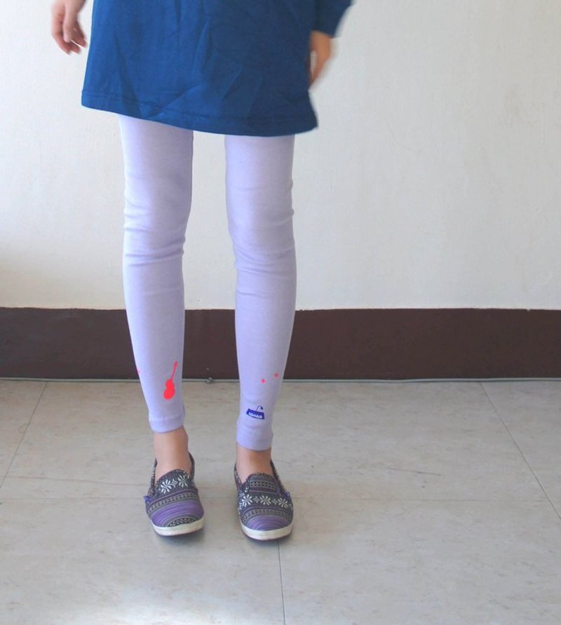 吉他、keyboard、小星星舒服弹性内搭裤（浅浅紫色） - 女装长裤 - 棉．麻 紫色