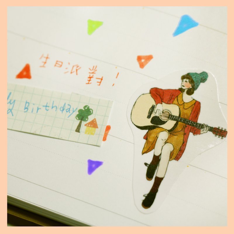 吉他女孩 ,贴纸组（5入） - 贴纸 - 其他材质 橘色