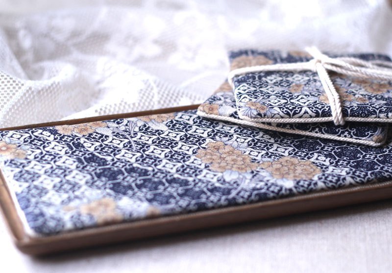 古花布 ▨ 长形双人杯垫 - 杯垫 - 棉．麻 蓝色